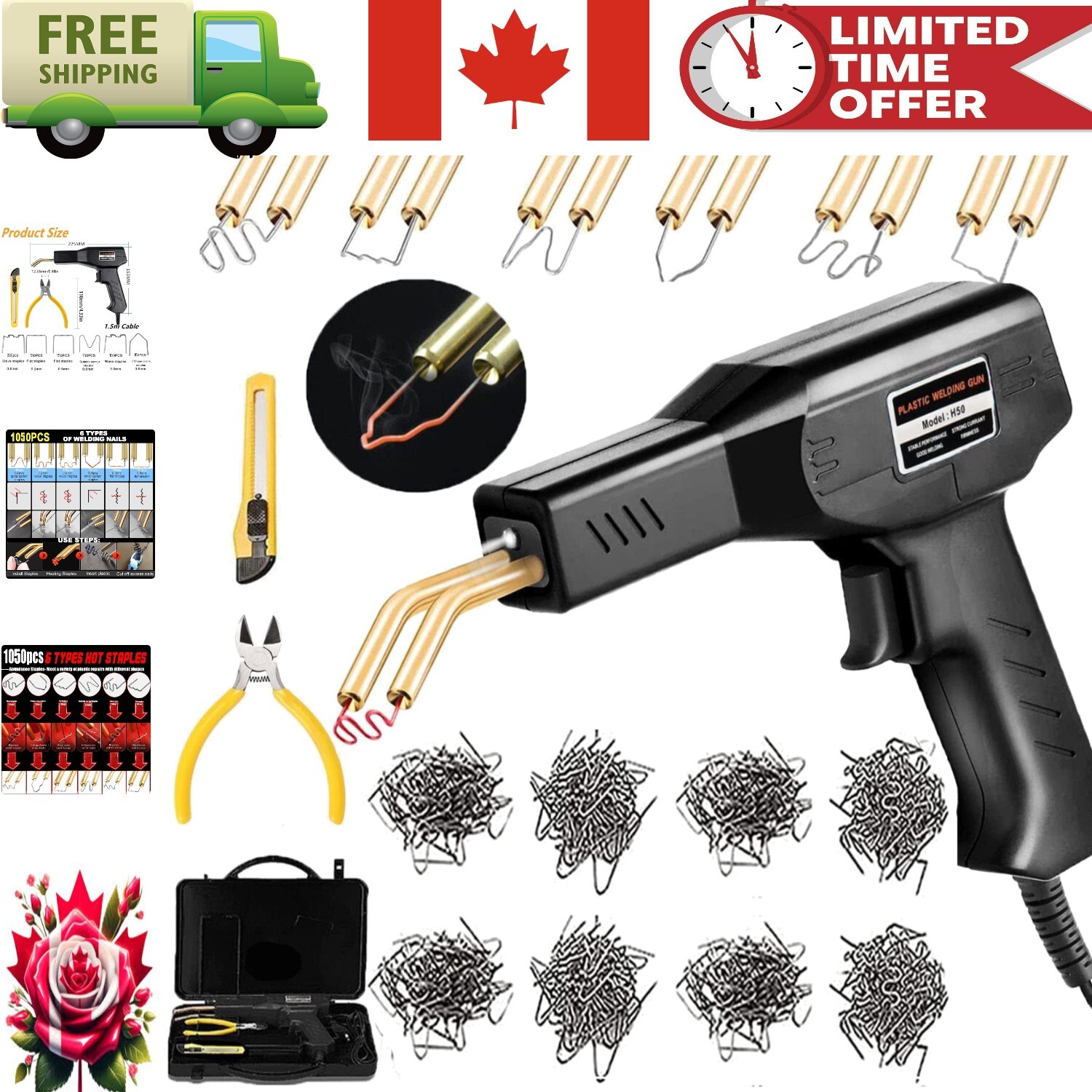 Automotive Hot Staple Plastic Welder Kit - 6 Staple Types for Effective Repairs
