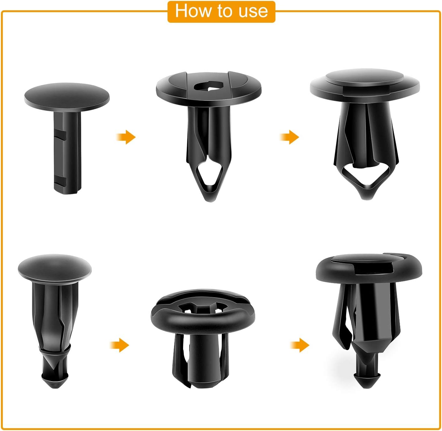 200Pcs Car Push Fender Clips Retainer Fasteners Bumper Rivet Assortment Kit - Image 2