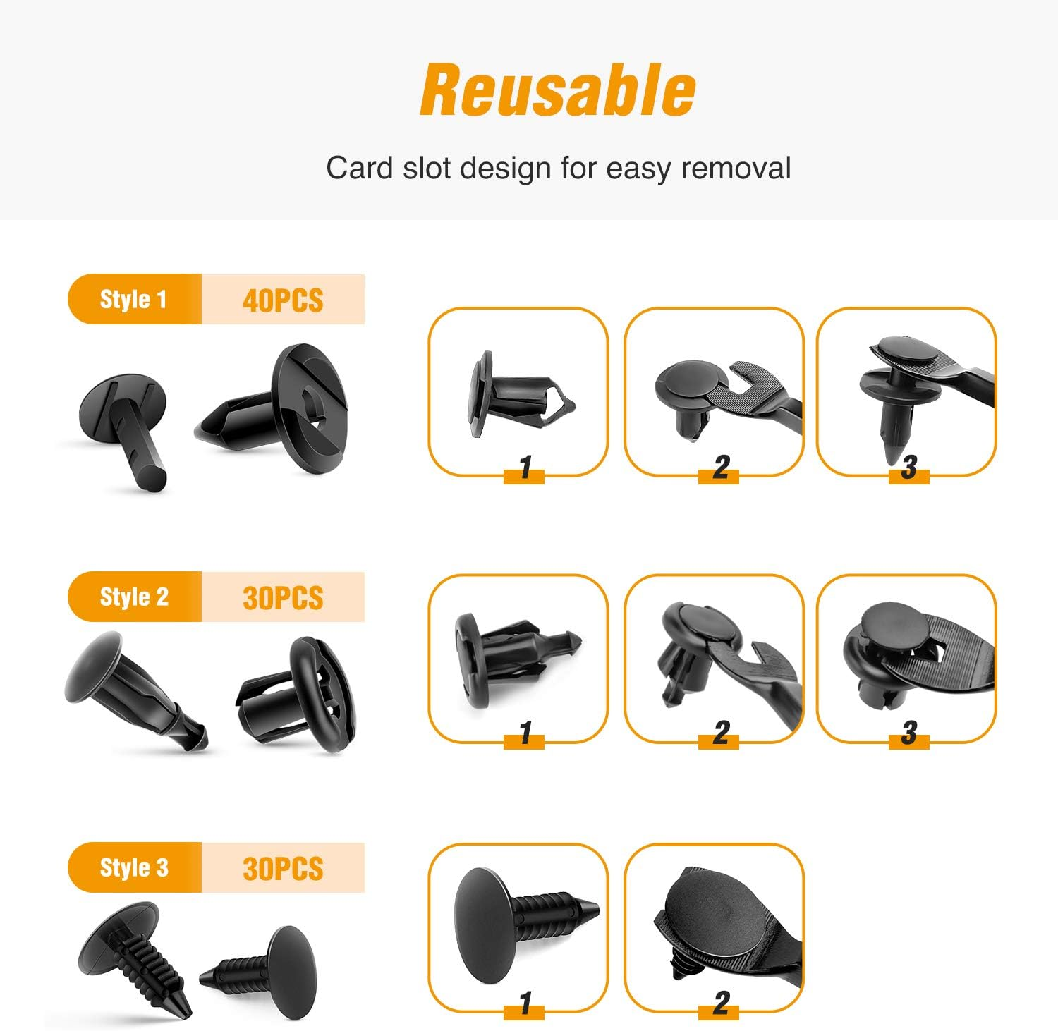 200Pcs Car Push Fender Clips Retainer Fasteners Bumper Rivet Assortment Kit - Image 5