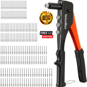 Rivet Gun Professional Pop Rivet Gun Tool with 200Pcs Rivets Metal, Automotive