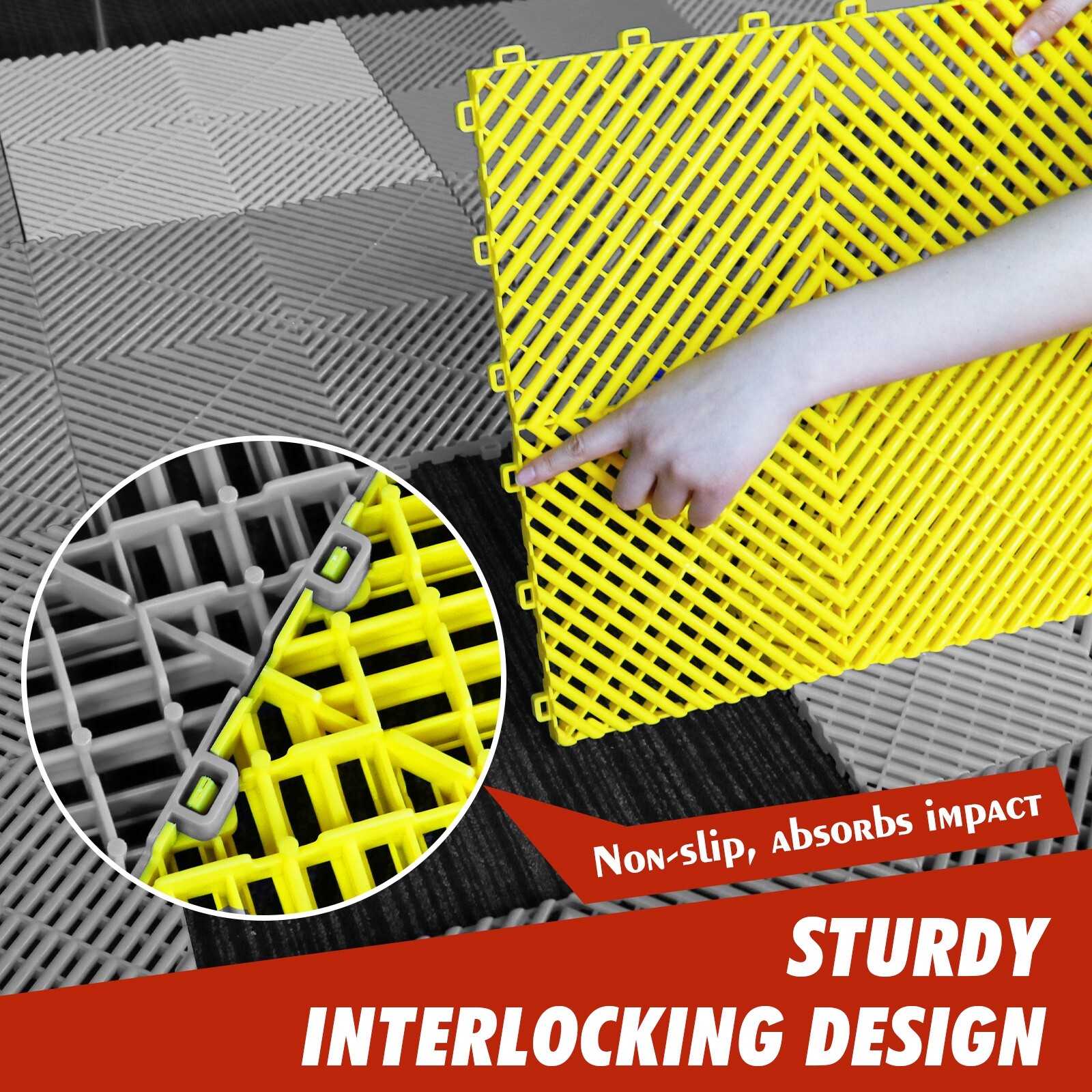 Garage Floor Tiles Interlocking 25/50 Pack Flooring Tiles 15.7''x15.7" for Patio - Image 4