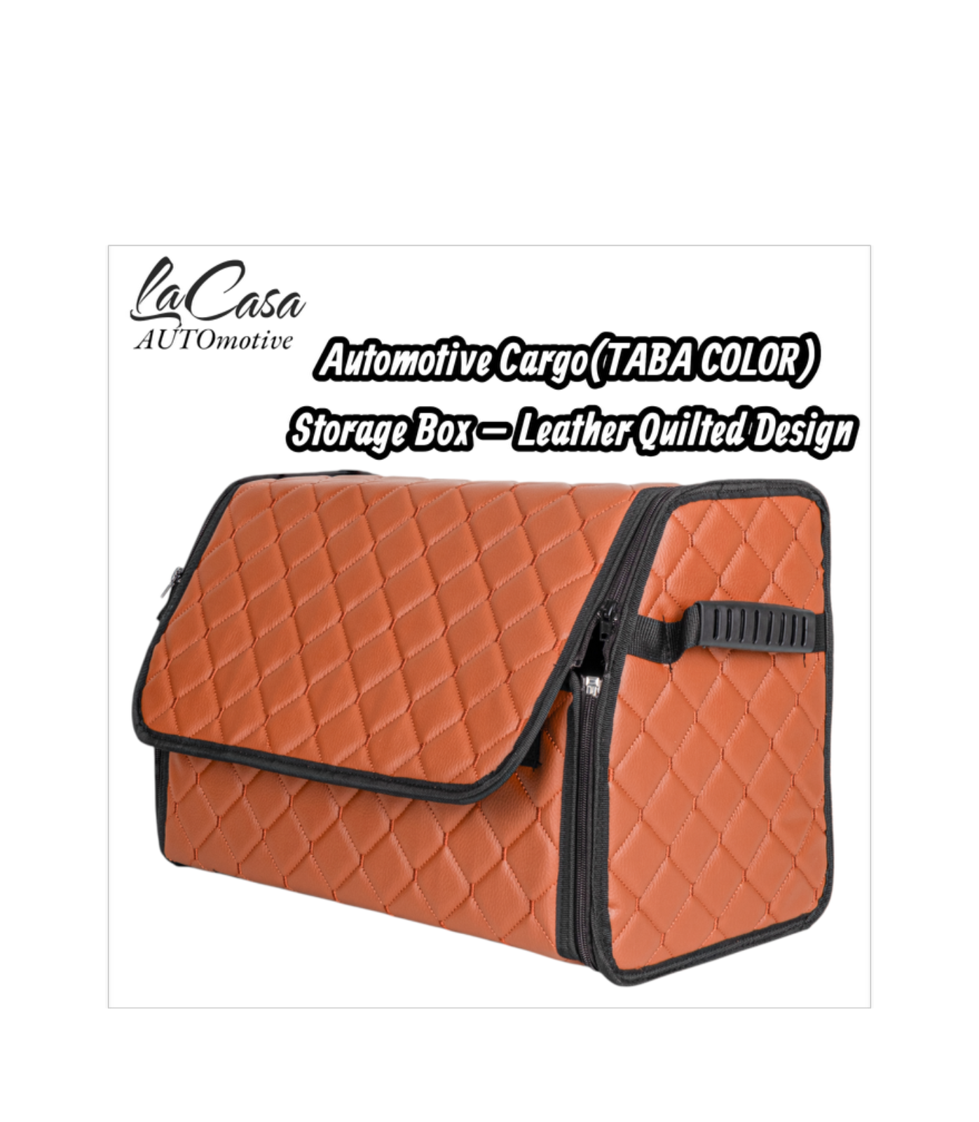 Automotive Cargo Storage Box – (Taba Color) Leather Quilted Design