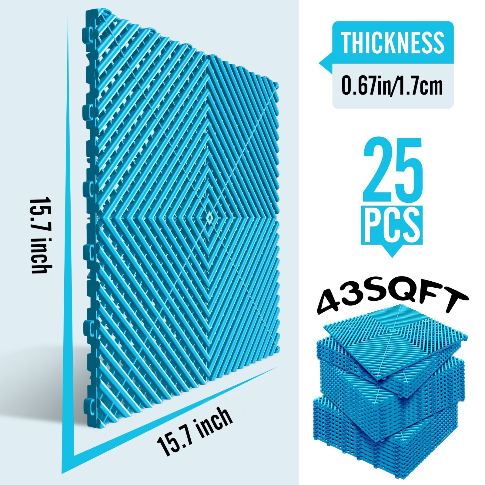 Garage Floor Tiles Interlocking 25/50 Pack Flooring Tiles 15.7''x15.7" for Patio - Image 5