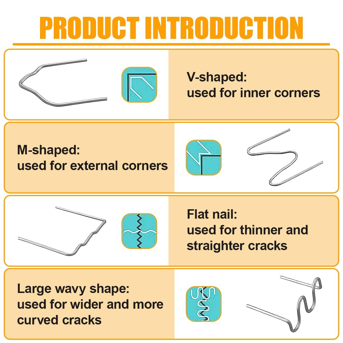 1200PCS Hot Staples Plastic Welder Staples Kit,6 Kinds of Automotive Plastic - Image 4