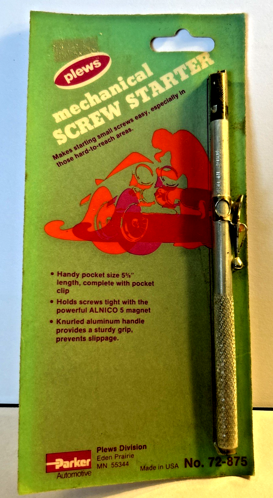 Magnetic Slotted Screw Starter Tool Plews #72-875 NOS Made in The USA