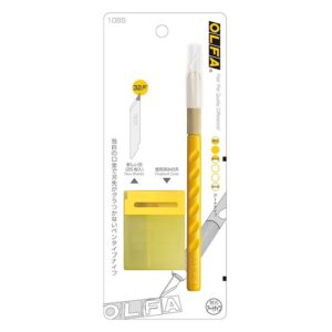 OLFA Art Knife 10BS Yellow w/ 25 Blades, Pen-Type Cutter, 32.8° Tip, Japan Craft