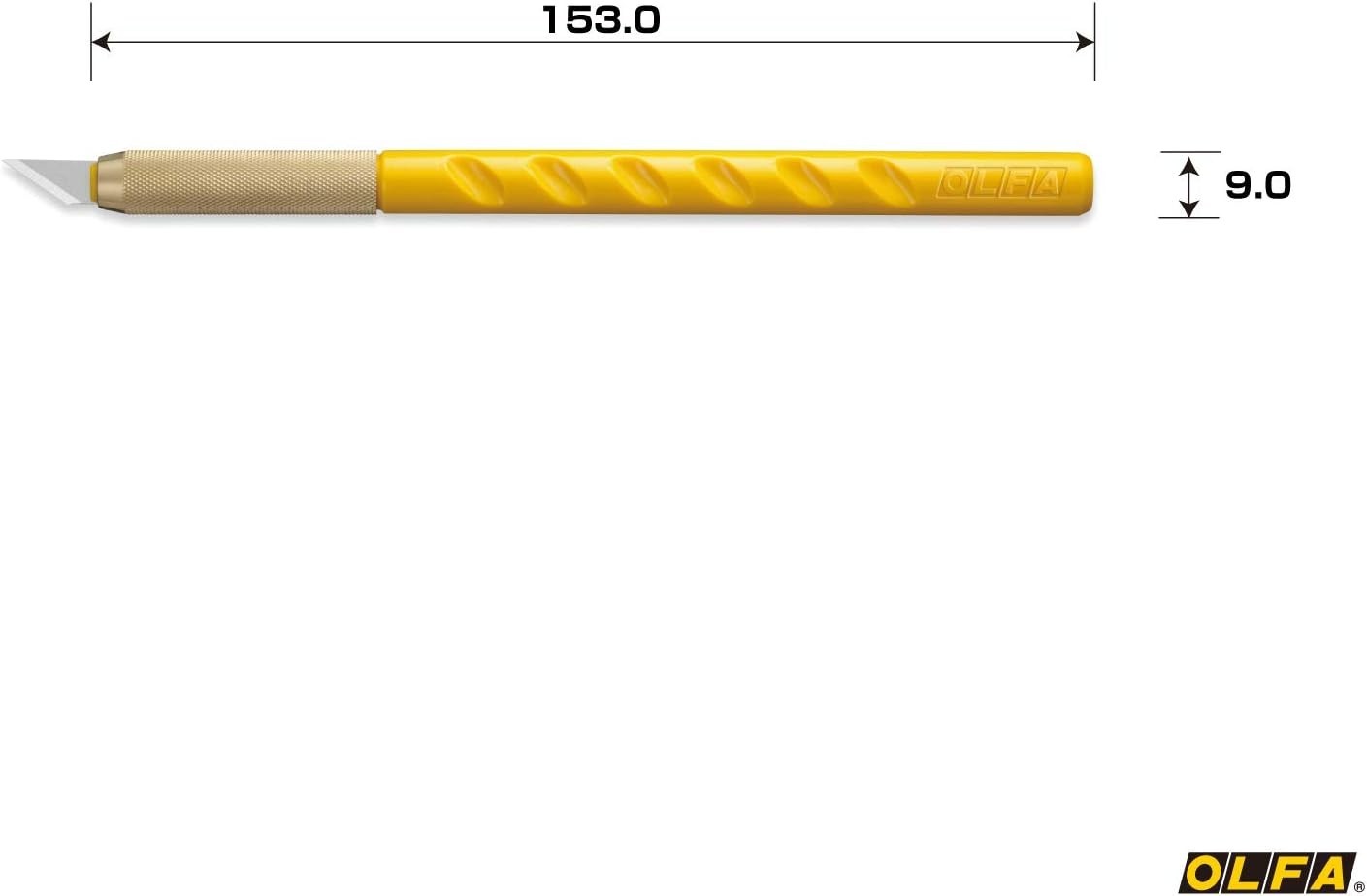 OLFA Art Knife 10BS Yellow w/ 25 Blades, Pen-Type Cutter, 32.8° Tip, Japan Craft - Image 3