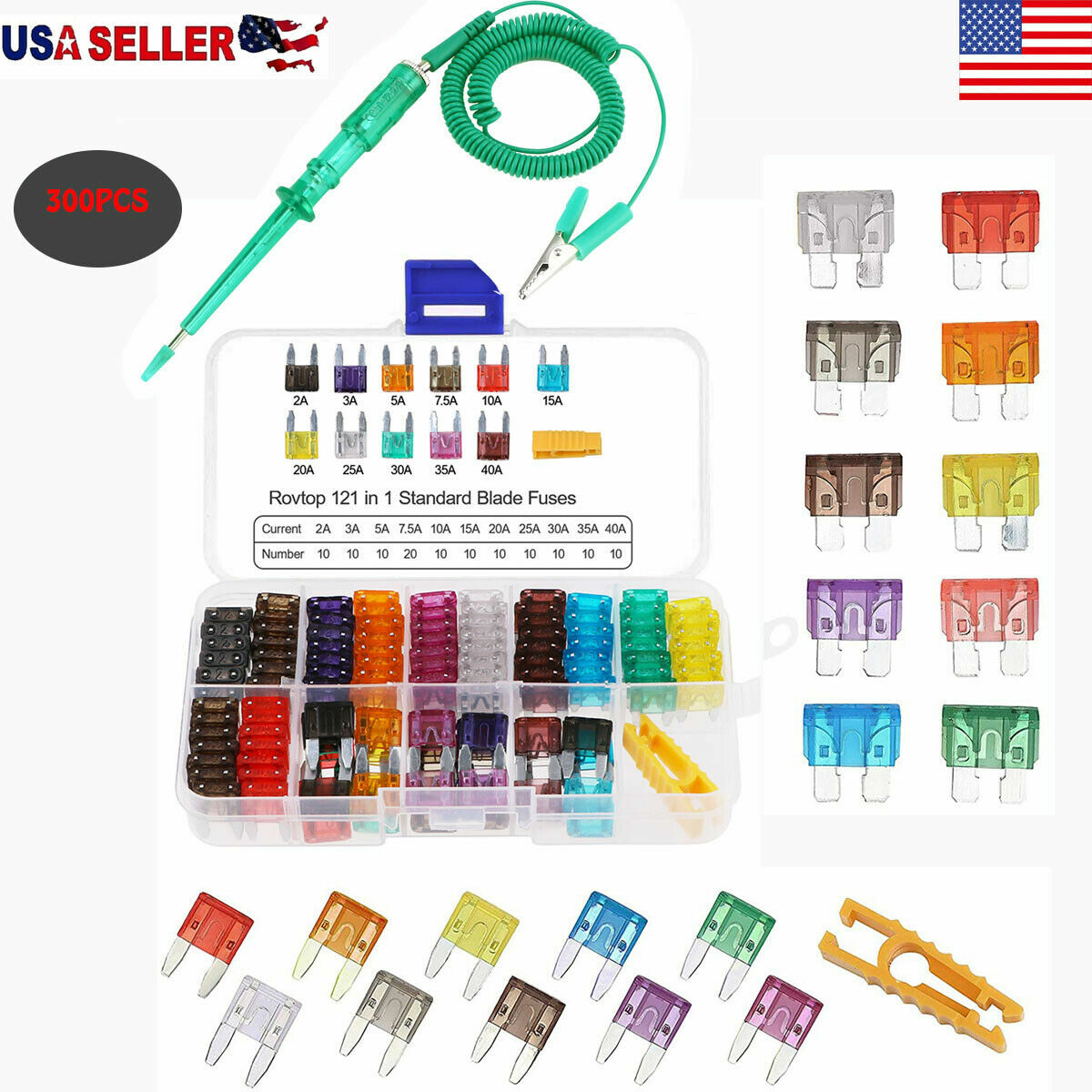 300 Pcs Car Blade Fuse Assortment Assorted Kit Blade Set Auto Truck Automotive - Image 3
