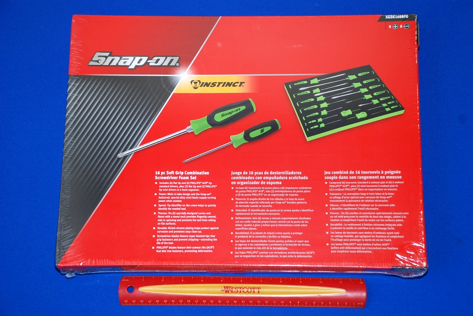 Snap-on NEW 16 Pc Green Soft Grip Combo Screwdriver Set with PRO-FI Foam Holder