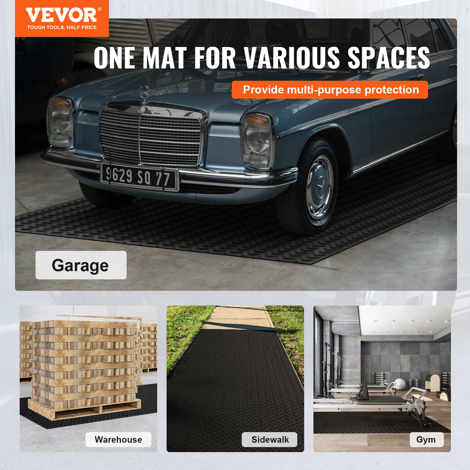 VEVOR Diamond-Plate Rubber Flooring Roll 3mm x 4ft x 15ft Garage Floor Mat SBR - Image 2
