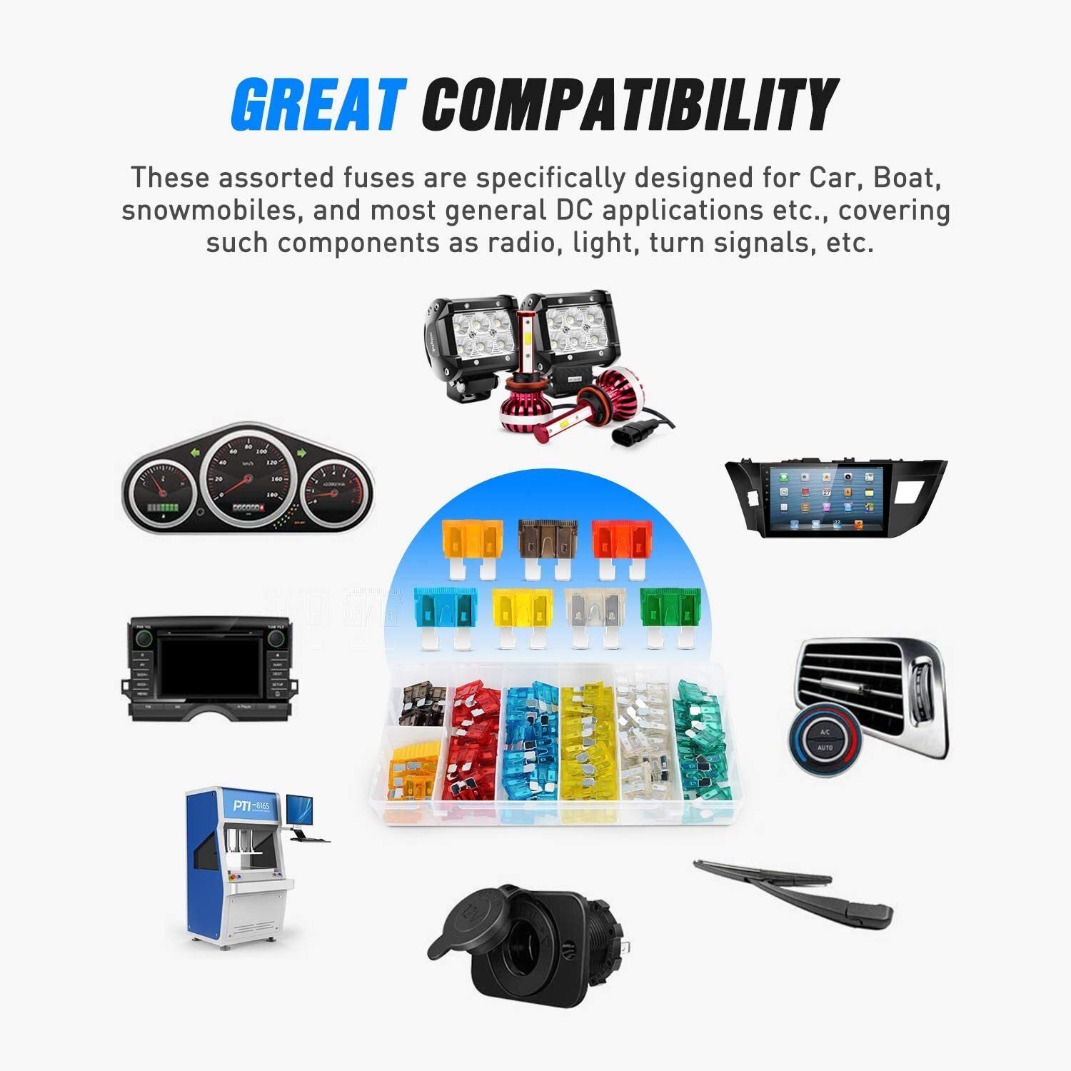 Kit surtido de fusibles estándar medianos para automóvil APM 100 PIEZAS- - Image 5