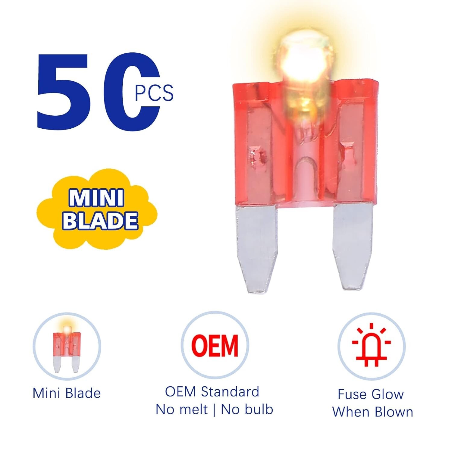 Glow Fuse Mini Blade Automotive Fuse Glow When Blown Smart Auto Glow Fuse Easy I - Image 3