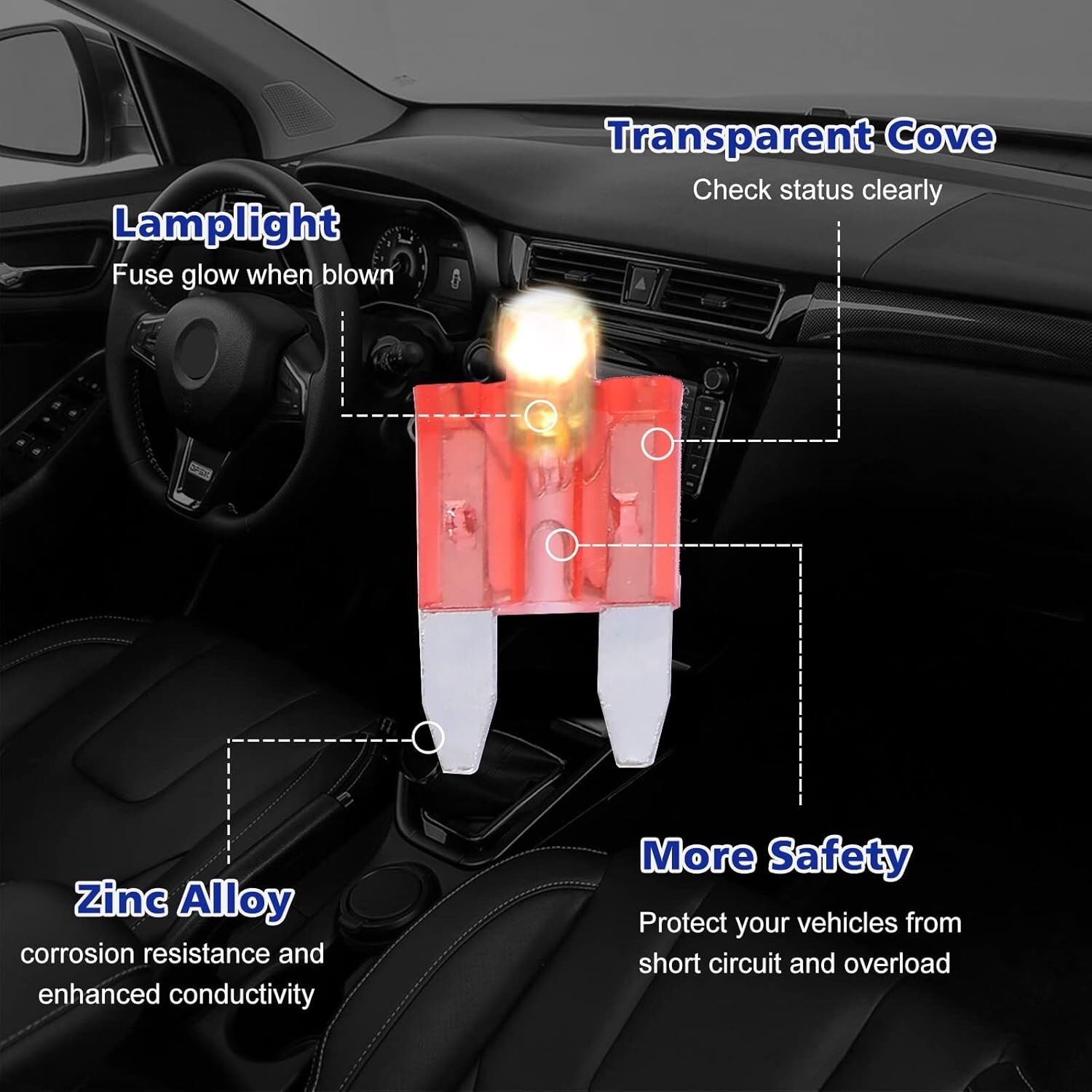 Glow Fuse Mini Blade Automotive Fuse Glow When Blown Smart Auto Glow Fuse Easy I - Image 4