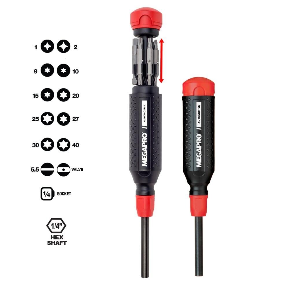 Megapro Automotive Multi Bit Screwdriver Phillips Flat Torx Valve Tool 1/4 Drive - Image 2