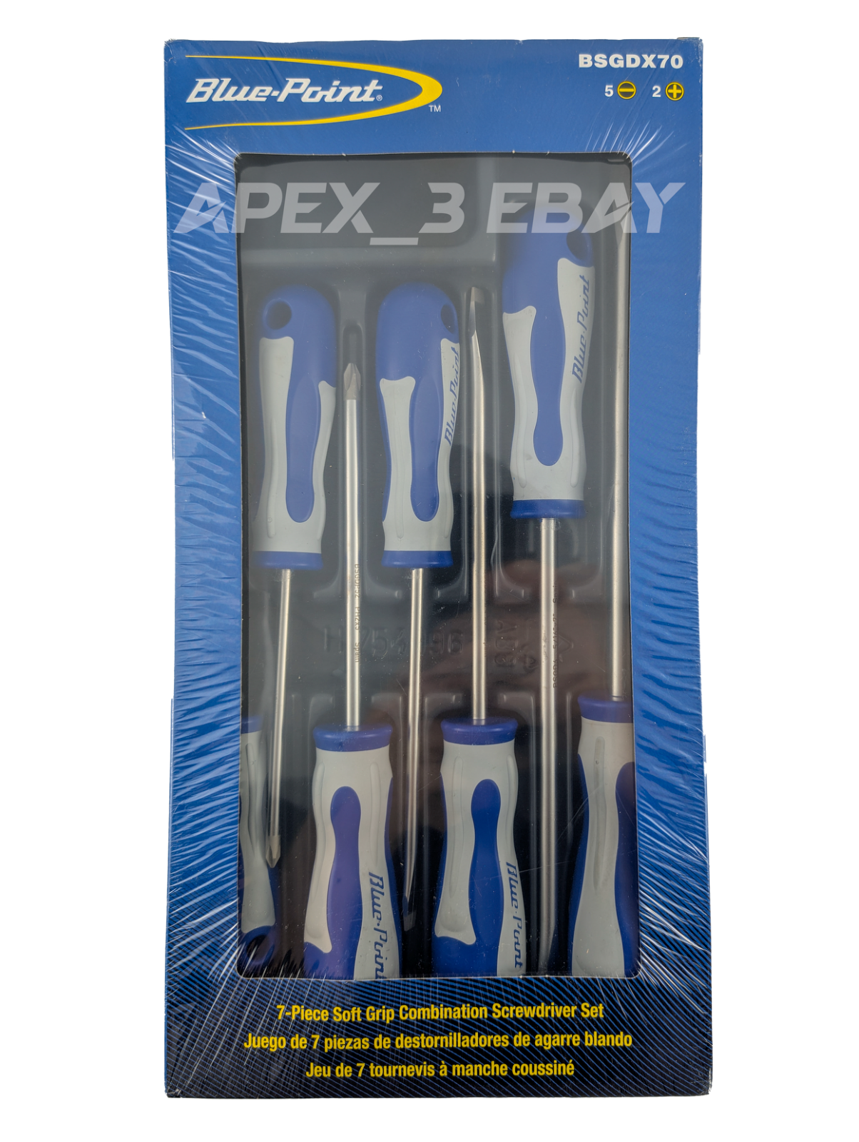 Blue-Point BSGDX70 7 pc Combination Screwdriver Set | 5 Flat Tip + 2 Phillips - Image 2