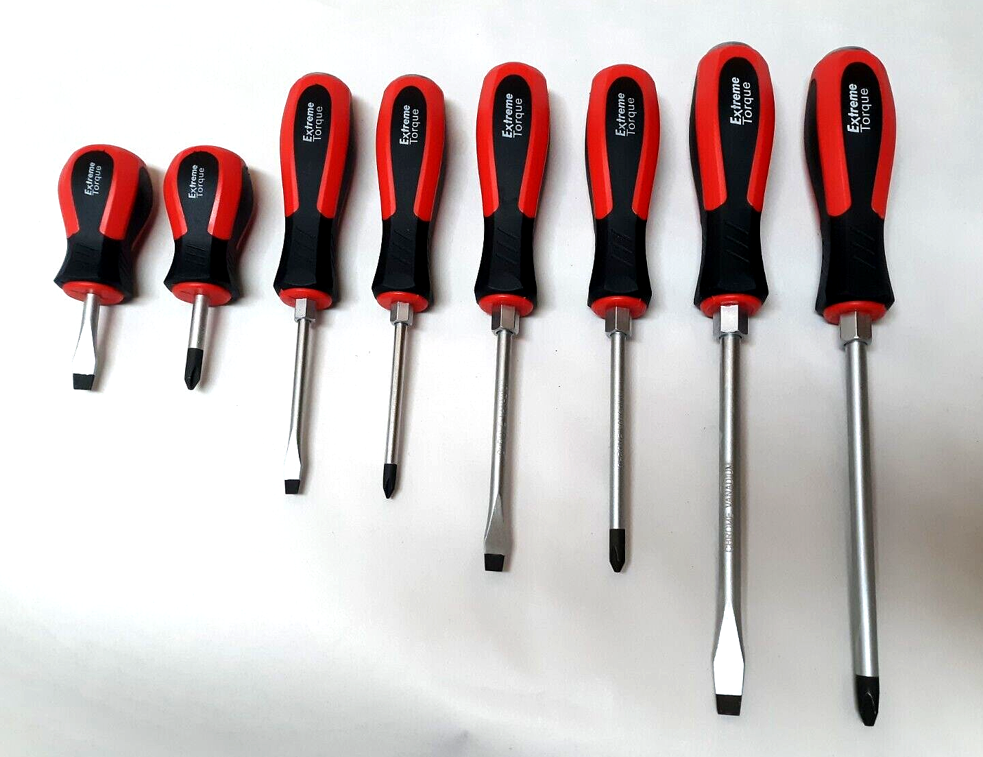 Chrome Vanadium 8 pc Go-Thru Though Handle Hex Bolster Screwdriver Set Magnetic