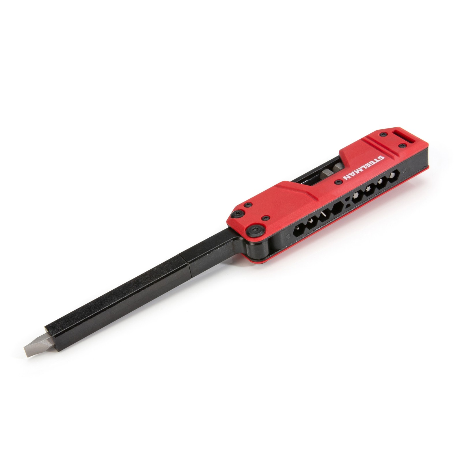 Steelman Folding Pocket Magnetic EDC Screwdriver with 8pc Bit Set, Red 60713 - Image 2
