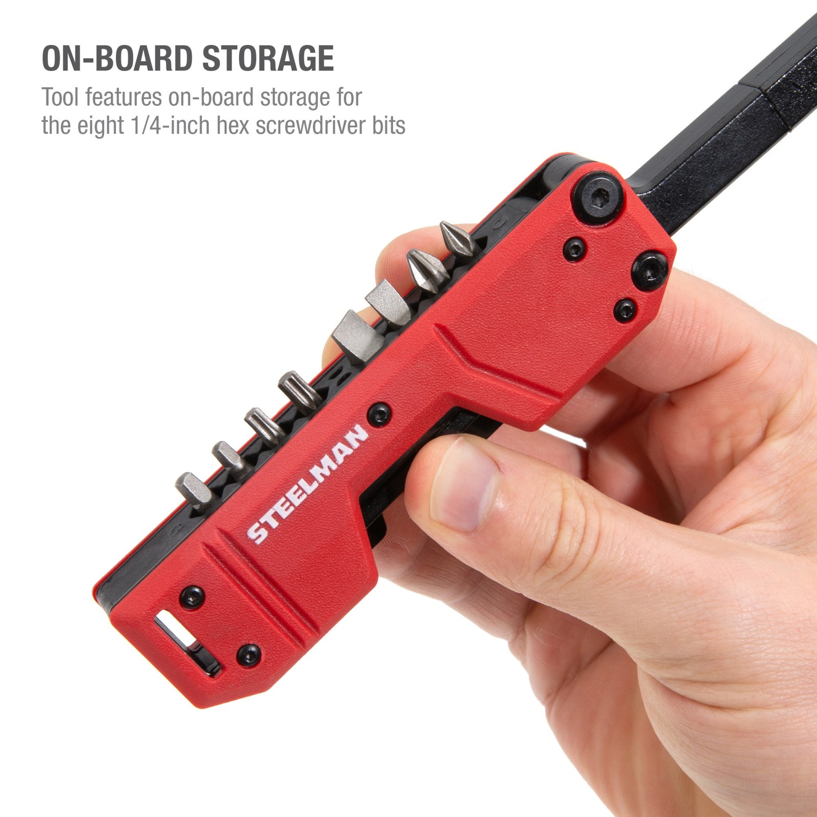 Steelman Folding Pocket Magnetic EDC Screwdriver with 8pc Bit Set, Red 60713 - Image 4