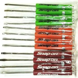 NEW 12 ASSORTED Snap-on Tools Flat Tip Pocket Screwdrivers w/Clip & Magnetic End