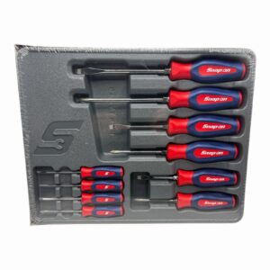 Snap on Tools Red White and Blue Grip Screwdriver Set SHDX6040AM 10 Piece New