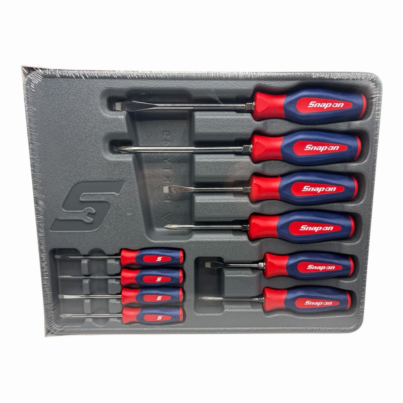 Snap on Tools Red White and Blue Grip Screwdriver Set SHDX6040AM 10 Piece New
