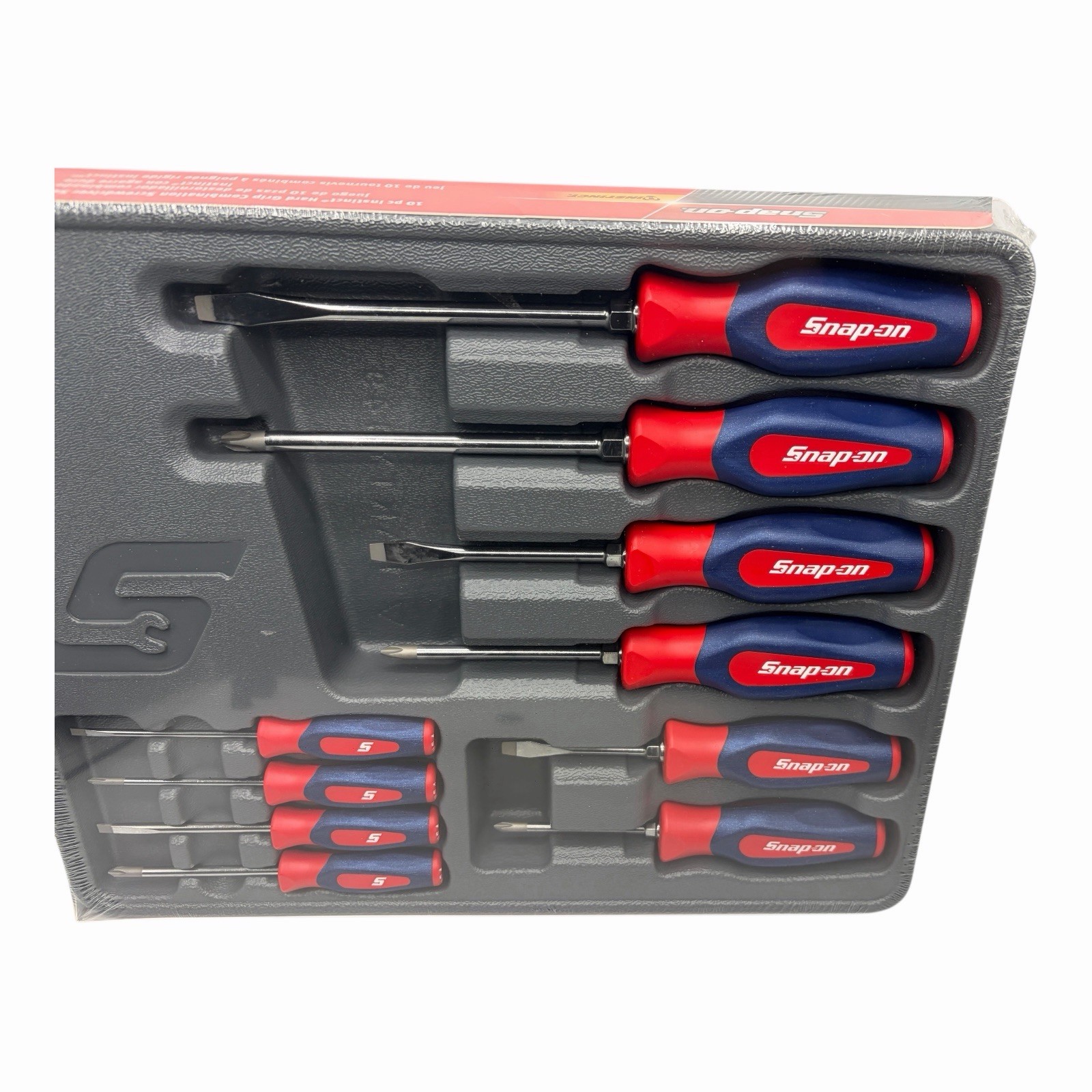 Snap on Tools Red White and Blue Grip Screwdriver Set SHDX6040AM 10 Piece New - Image 2