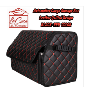 Automotive Cargo Storage Box – Leather Quilted Design(BLACK-RED COLOR)