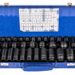 Deep Impact Socket Set 1/2 Drive Automotive Tools Metric 35pcs 6-Point 8-32mm