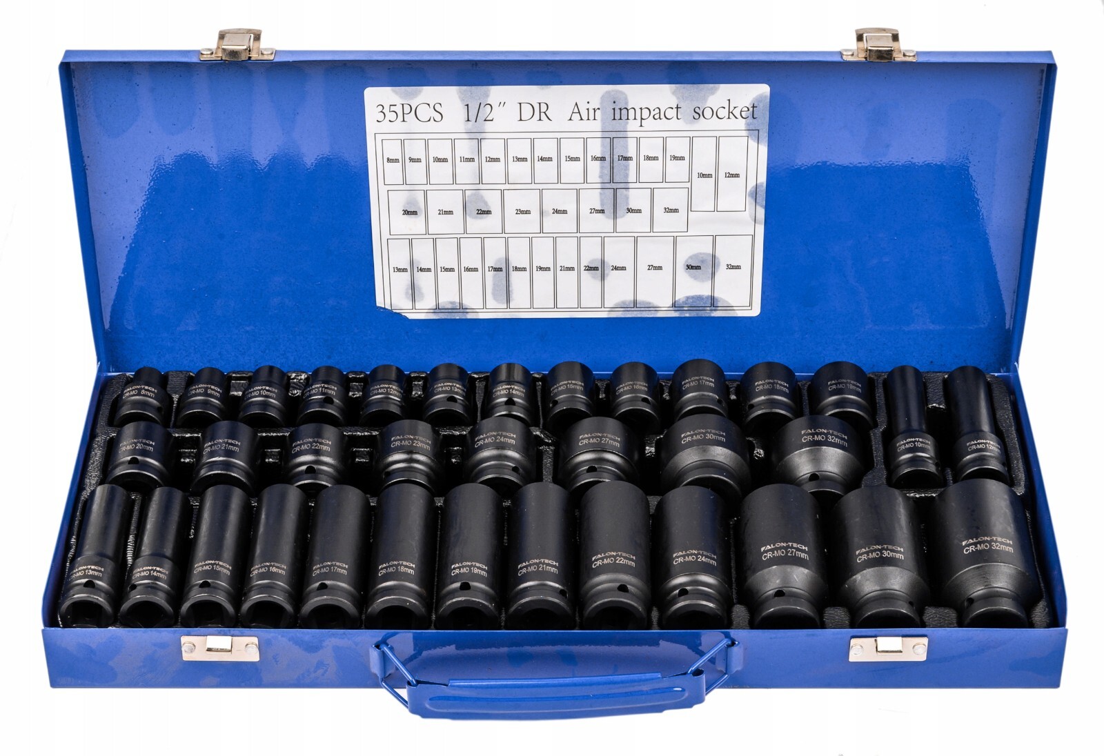 Deep Impact Socket Set 1/2 Drive Automotive Tools Metric 35pcs 6-Point 8-32mm