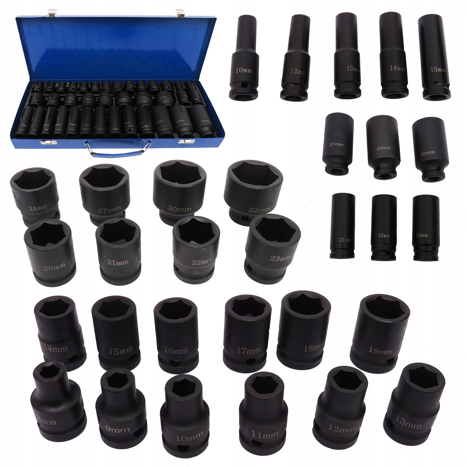 Deep Impact Socket Set 1/2 Drive Automotive Tools Metric 35pcs 6-Point 8-32mm - Image 3