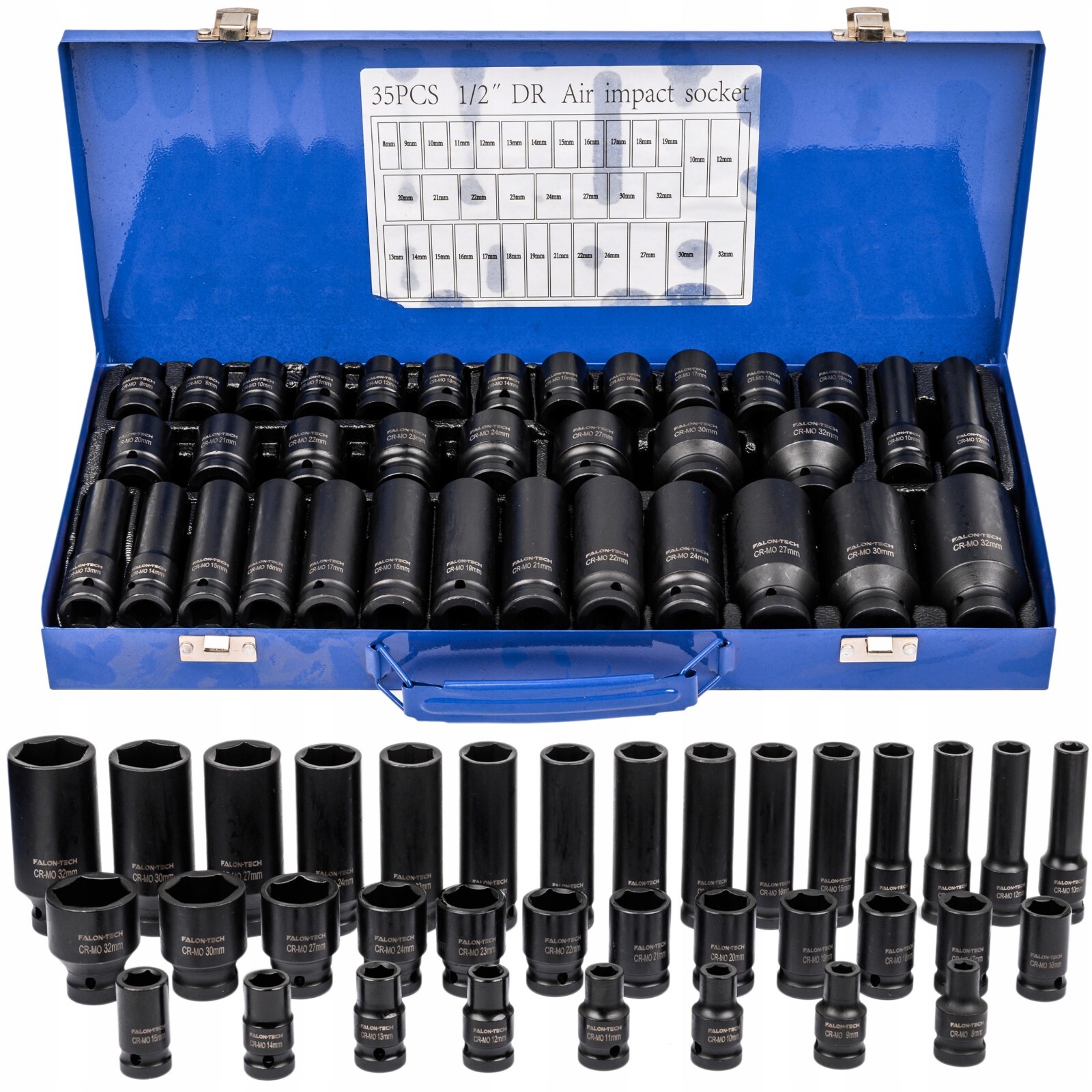 Deep Impact Socket Set 1/2 Drive Automotive Tools Metric 35pcs 6-Point 8-32mm - Image 4
