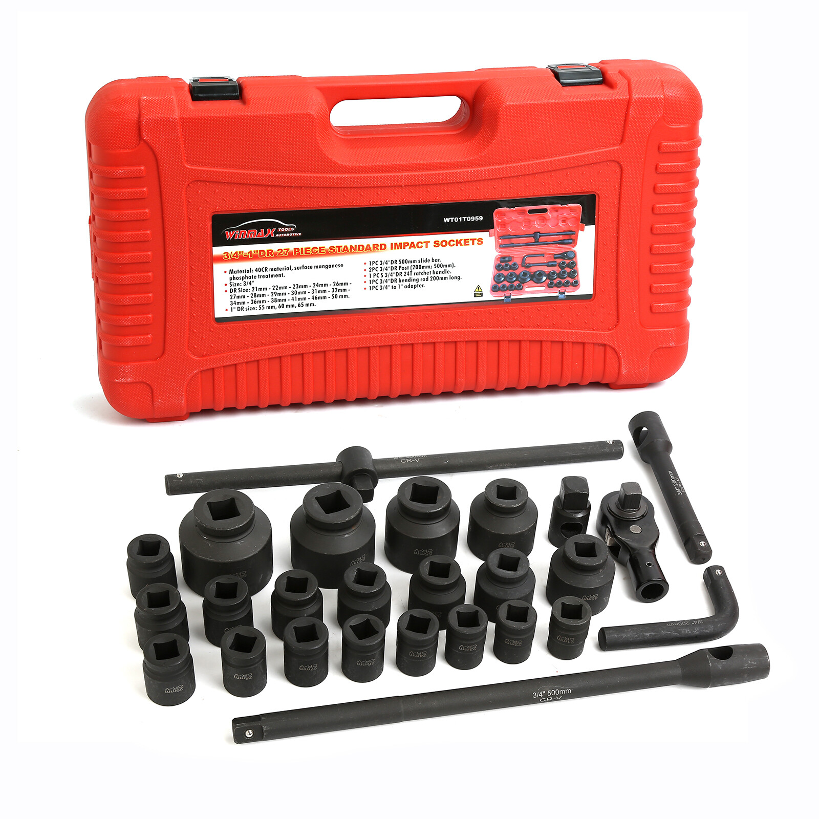 3/4" Dr Metric Impact Socket Set 21mm to 65mm 27PC Shallow Assortment Socket Set - Image 2