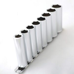 9 Pc METRIC 1/2" Drive Deep Socket Set MM CHROME Wrench Automotive Shop Tools