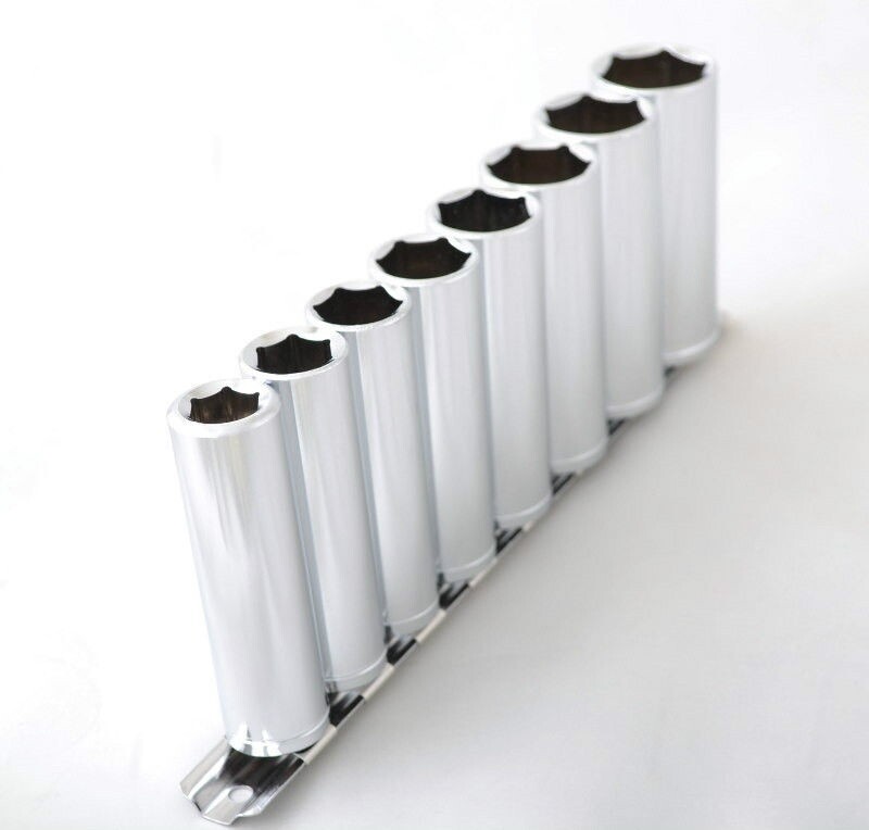 9 Pc METRIC 1/2" Drive Deep Socket Set MM CHROME Wrench Automotive Shop Tools