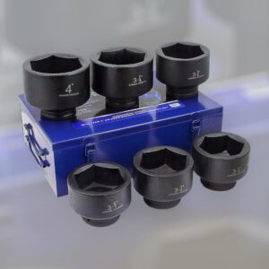 1" Drive Jumbo Shallow Impact Socket Set SAE (3-1/4" - 4") w/ Case