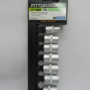 Pittsburgh Pro 3/8" drive. 7pc spline socket Set 12 point 6 point & square faste