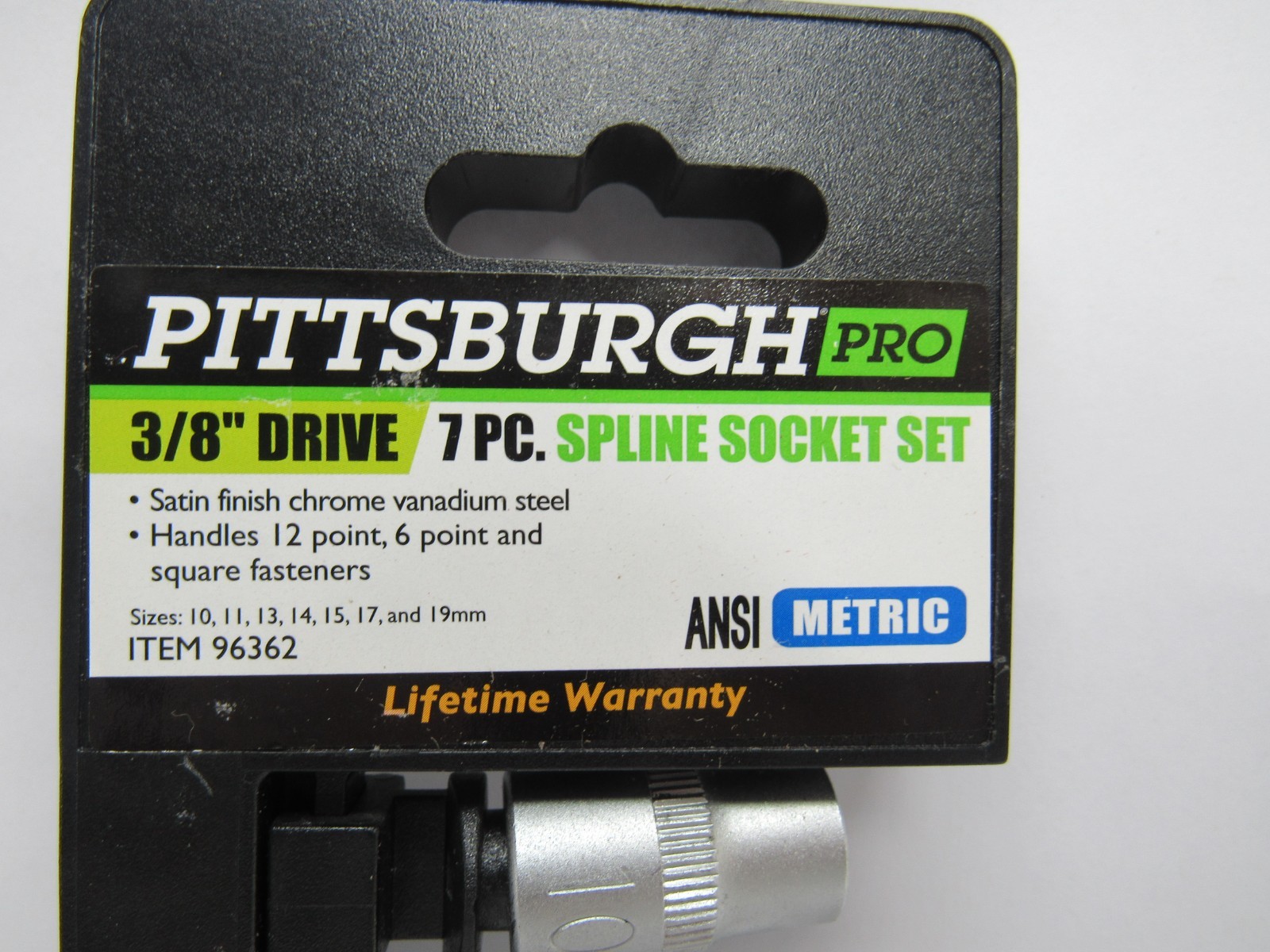 Pittsburgh Pro 3/8" drive. 7pc spline socket Set 12 point 6 point & square faste - Image 2