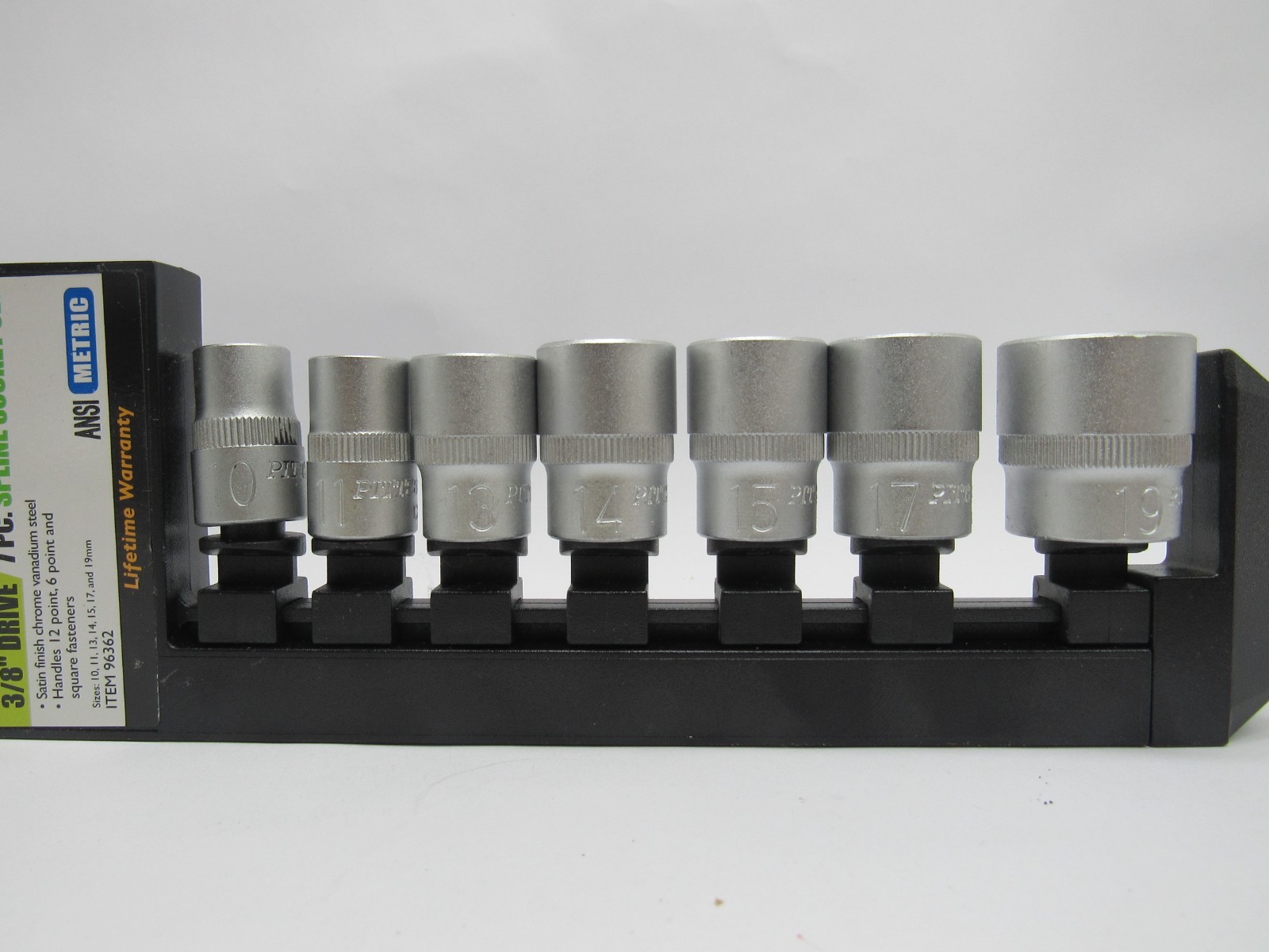 Pittsburgh Pro 3/8" drive. 7pc spline socket Set 12 point 6 point & square faste - Image 5