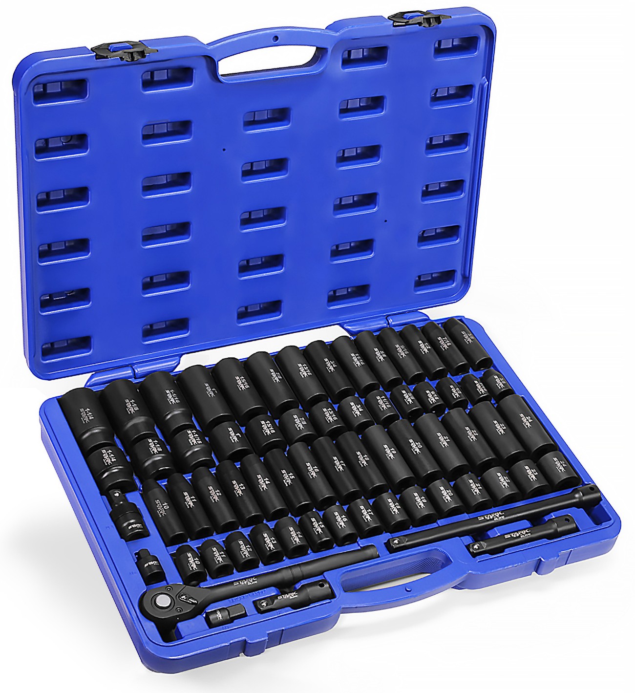65pc Set SAE & Metric 1/2" Drive Deep & Shallow Impact Socket Adaptor Reducer - Image 2