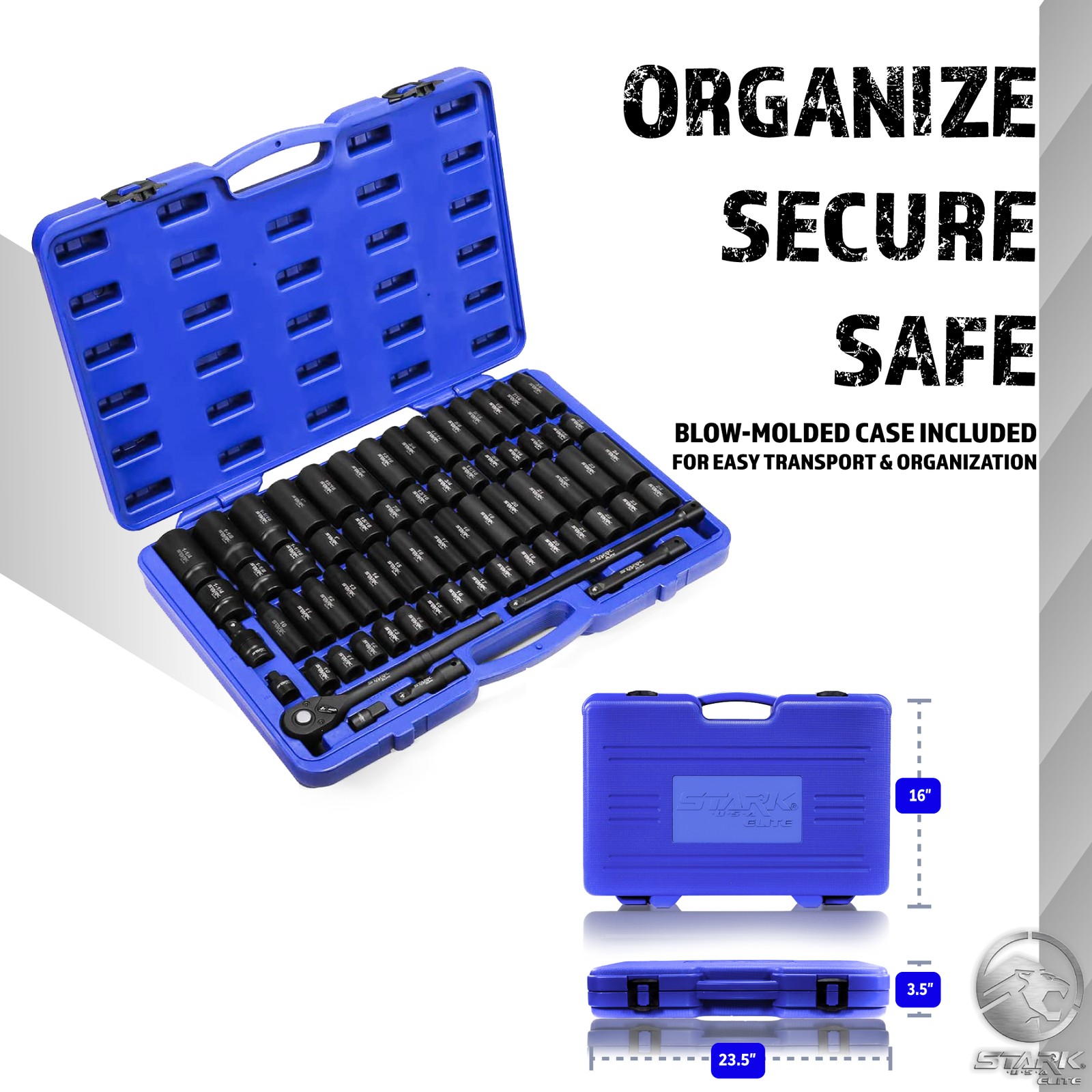 65pc Set SAE & Metric 1/2" Drive Deep & Shallow Impact Socket Adaptor Reducer - Image 5