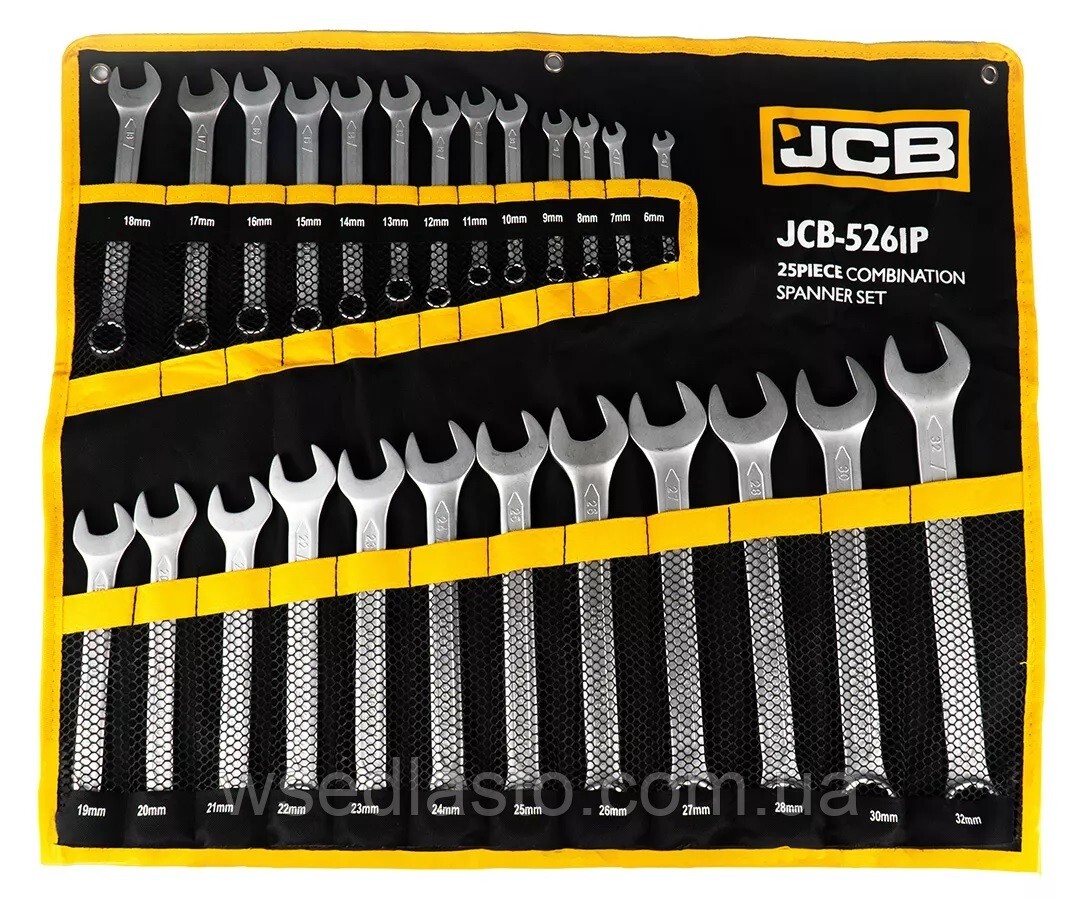 Jcb 25 Piece Combination Wrench Set 12 Point Spanner Kit Automotive Tool Kit