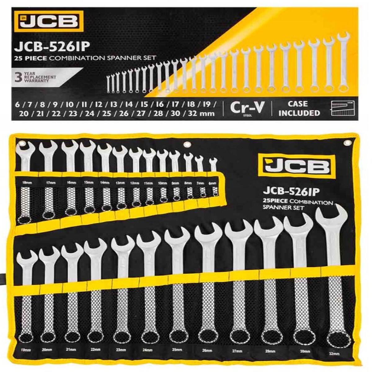 Jcb 25 Piece Combination Wrench Set 12 Point Spanner Kit Automotive Tool Kit - Image 2