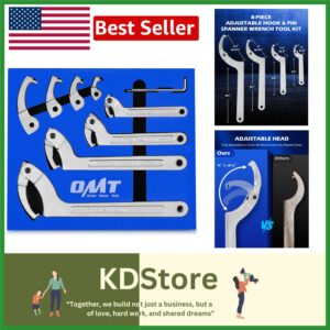 8-Piece Adjustable Pin Spanner Wrench Tool Set for Automotive, Plumbing, and ...