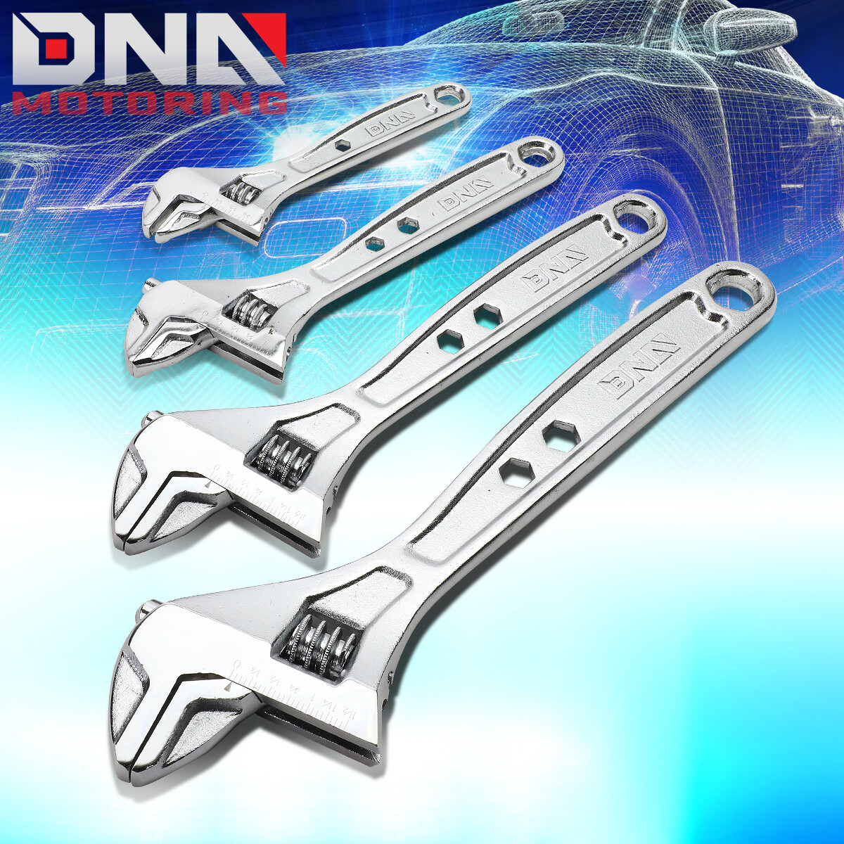 4 PCS DURABLE AUTOMOTIVE REPAIR TOOL KIT 6"/8"/10"/12" ADJUSTABLE WRENCH SPANNER