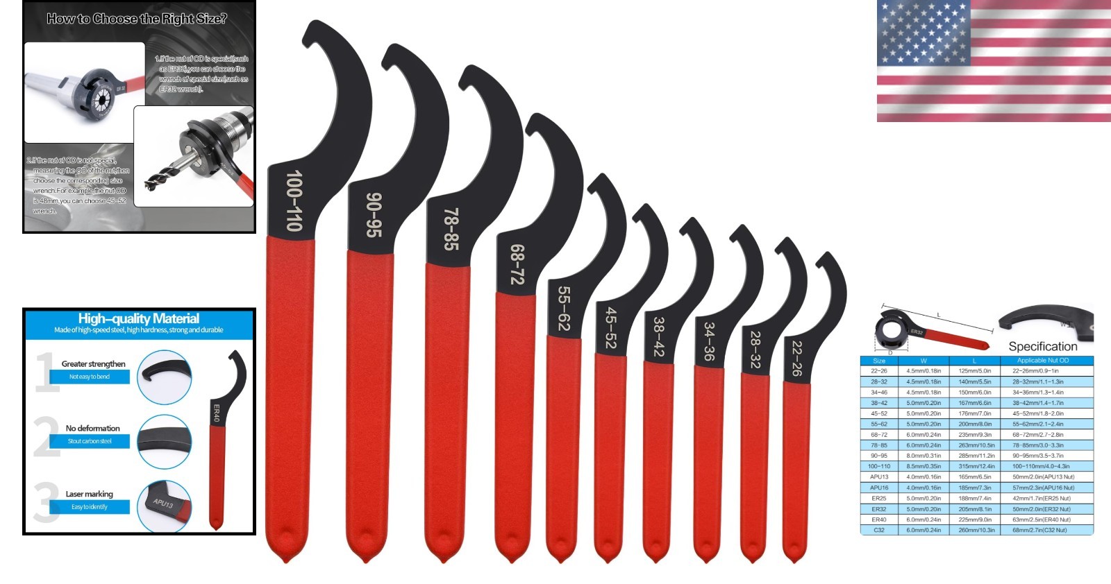 Versatile 10-Piece Spanner Wrench Set - Perfect for Automotive & Bicycle Repairs - Image 2
