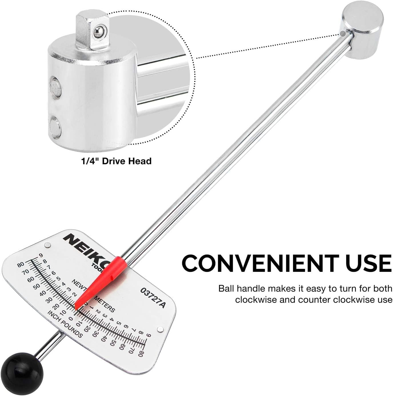 03727A 1/4-Inch-Drive Beam Torque Wrench, SAE and MM Bicycle and Automotive Wren - Image 3
