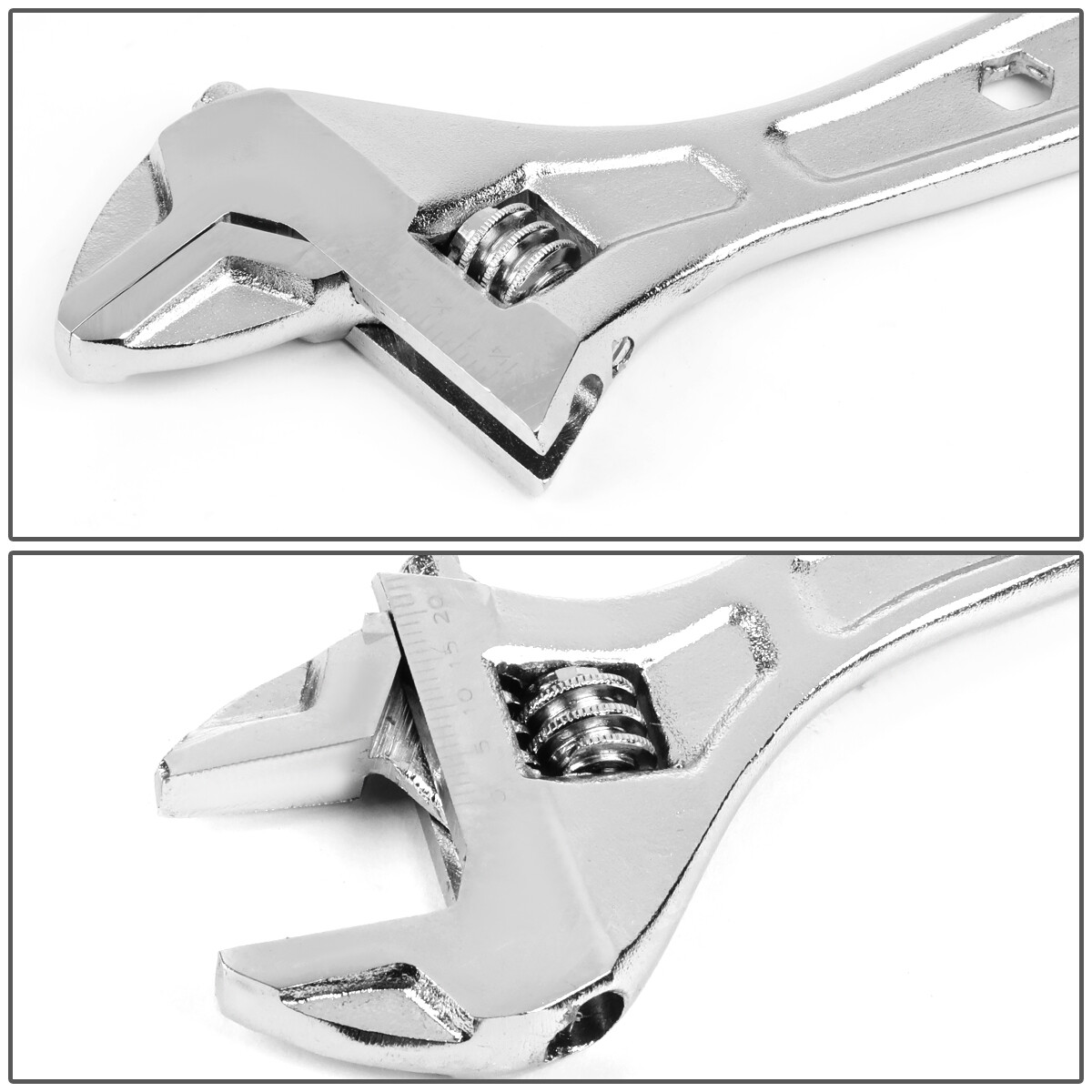 2PCS CHROME VANADIUM I-BEAM DESIGN AUTOMOTIVE 6" + 10" ADJUSTABLE WRENCH SPANNER - Image 2