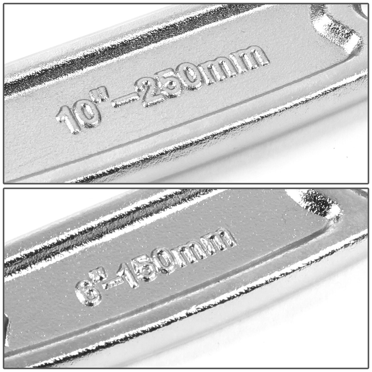 2PCS CHROME VANADIUM I-BEAM DESIGN AUTOMOTIVE 6" + 10" ADJUSTABLE WRENCH SPANNER - Image 5