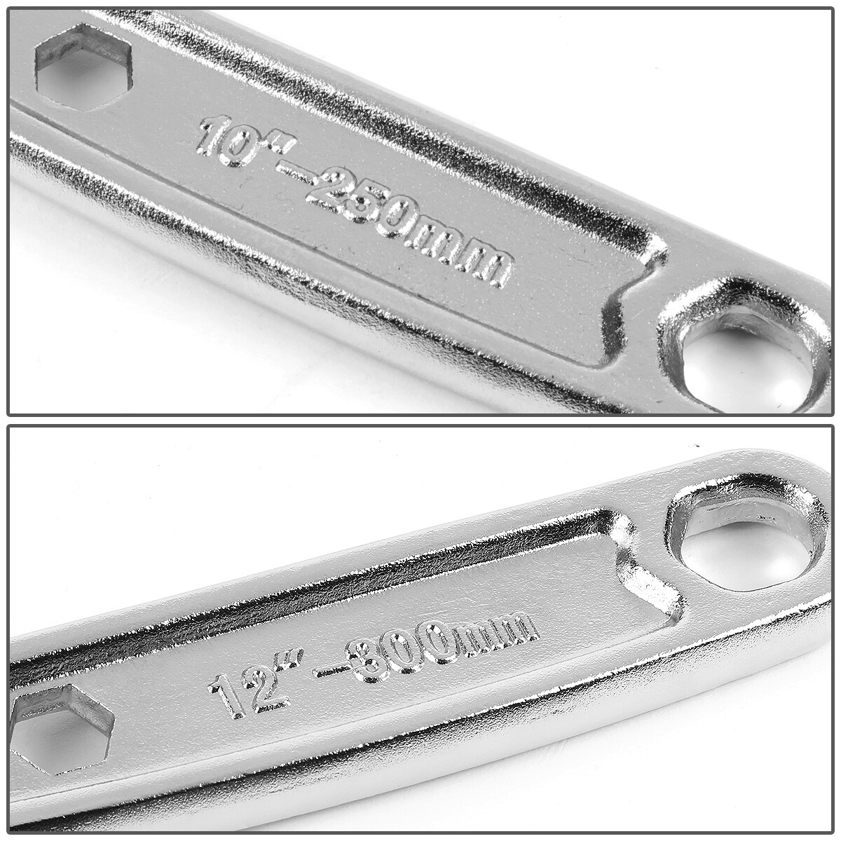 2PCS CHROME VANADIUM I-BEAM DESIGN AUTOMOTIVE 8" + 12" ADJUSTABLE WRENCH SPANNER - Image 5