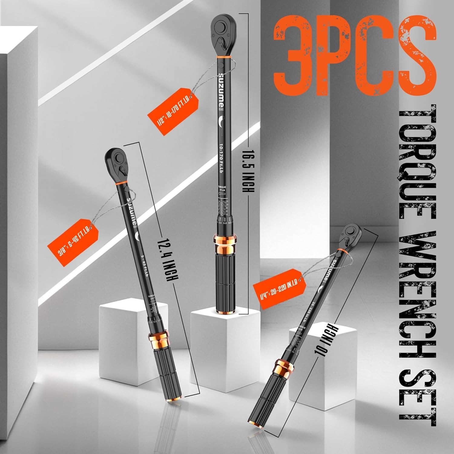 SUZUME 3-PC Torque Wrench Set - 72 Teeth, Dual-Scale, ±3% Accuracy NEW & SEALED - Image 4